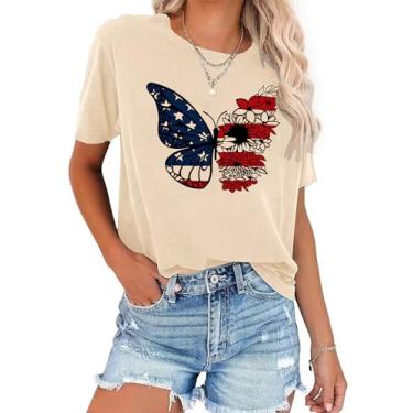 Imagem de Camisetas femininas com estampa de flores de girassol camisetas inspiradoras casuais Faith Shirt Tops, Butterfly-cream, P