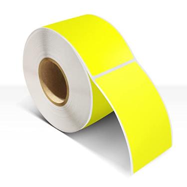 Imagem de Etiquetas retangulares adesivos de piso de vinil 7 × 12 cm, etiquetas de nome com código de cores, rolo removível, 200 peças, amarelo