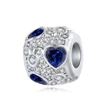 Imagem de MiWangLing Berloque de cristal de coração de rato com pingente de animais pavimentado CZ para pulseira Pandora, Cristal, Base