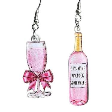 Imagem de Brincos de garrafa de cerveja simulação 3D leve acrílico tequila vinho garrafa de vodka brincos pendentes para mulheres meninas brincos de uísque de copo de vinho em miniatura joias de festa criativa, Resina, Ágata