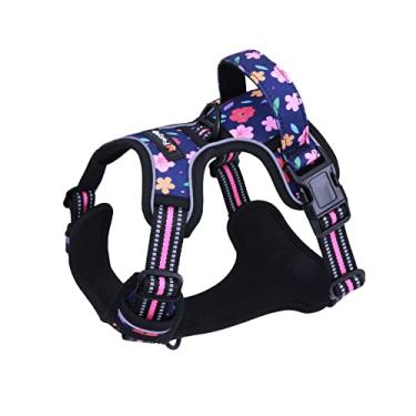 Imagem de Foxyep Peitoral antipuxão para cães médios com alça refletiva de fácil controle para passear com filhotes, treinamento, respirável e sem asfixia (PP, floral)