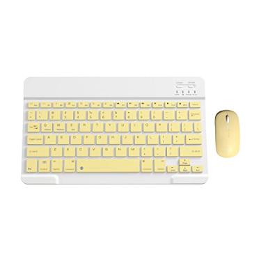 Imagem de Teclado e mouse Bluetooth amarelo portátil Bt teclado e mouse sem fio para Android, Windows, PC, tablet #ieHfi, Amarelo, M
