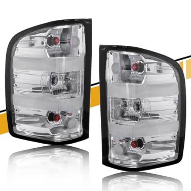 Imagem de CLERYYE Par de montagem de luz traseira compatível com Chevrolet Silverado 07-13 1500 | 07-14 2500HD 3500HD, substitui 25958482 25958483, com chicote de lâmpada, lado esquerdo e direito, caixa branca