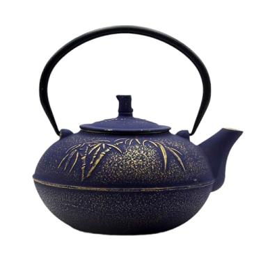 Imagem de Chaleira grande de ferro fundido de 2,4 g para fogão, bule grande e pesado com infusor de aço inoxidável, bule de chá esmaltado estilo japonês para fogão seguro, chaleira vintage asiática (2500 ml)