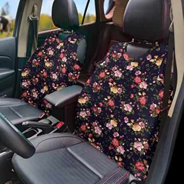 Imagem de GOSTONG Colete de capa de assento de carro com estampa floral vintage, almofada de assento frontal, antiderrapante, respirável, acessórios de decoração