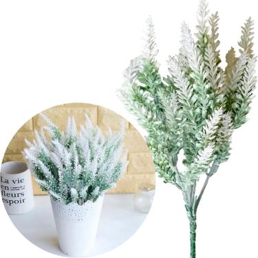 Imagem de 4 Ramos Planta Lavanda Artificial Branca Com 35 Folhas 40cm