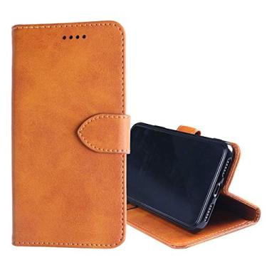 Imagem de NEKOYA Capa de telefone para Meizu M5C /A5, capa carteira de couro com compartimento para cartão, suporte e fecho magnético, capa de couro Meizu M5C /A5 amarela