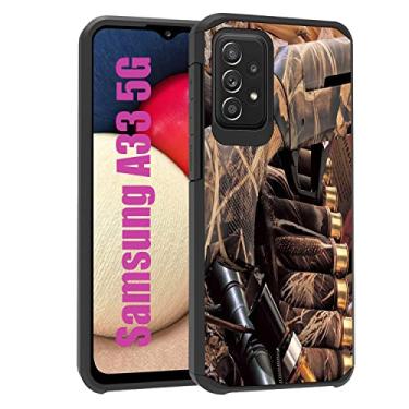 Imagem de BWOOLL Capa para Galaxy A33 5G, capa de proteção à prova de choque de camada dupla híbrida de policarbonato rígido e silicone macio para Samsung Galaxy A33 5G, caça de pato, camuflagem, espingarda,