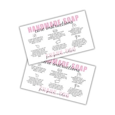 Imagem de Cartões de instruções artesanais de cuidados com sabonete, pacote com 50 unidades de 5 x 9 cm, kit de etiquetas de advertência, ingredientes, enchimentos de embalagem, bucha, caixa de agradecimento,