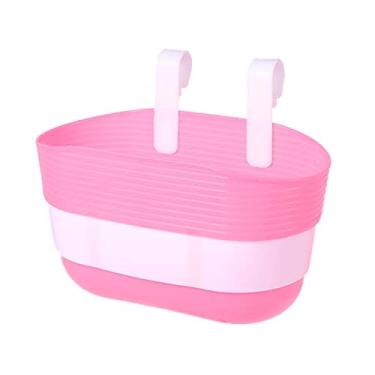 Imagem de Carrinho Cesta 1 Pç Cesta de Bicicleta Crianças Bicicleta Plástico Pendurado Dianteiro Guiador Portador Alforje Mutilcor Forte (Rosa)