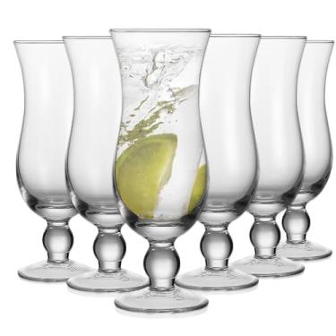 Imagem de Cheardia Pacote com 6 copos Hurricane, copos Pina Colada de 400 ml, copos transparentes de tulipa para sucos, coquetéis, cerveja encorpada, bebidas tropicais, água, bebidas