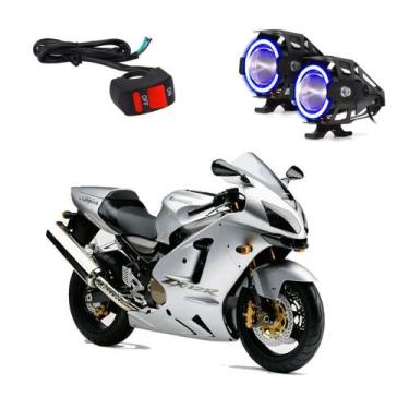 Imagem de Par Farol de Milha Angel Eye U7 Azul para Moto Kawasaki NINJA ZX 12 R 