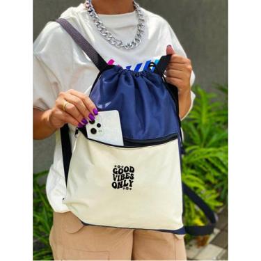 Imagem de Mochila Saco Nylon GOOD VIBES ONLY Academia Esportiva Gym Bag Fitness 