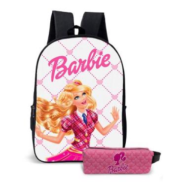 Imagem de Kit Mochila com Estojo Escolar Feminina da Barbie Para Meninas Mundo R