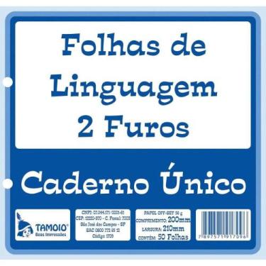 Imagem de Bloco Caderno Único 2 Furos 50 Folhas Linguagem - Tamoio