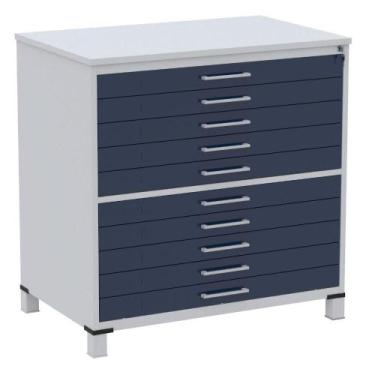 Imagem de Mapoteca 10 Gavetas Pandin 120 cm (Larg) Inmetro Tampo MDP Cinza Estru