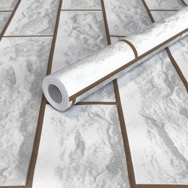 Imagem de Kit 8 Metros de Papel de Parede Lavavel Tijolo Rustico Branco - Open S