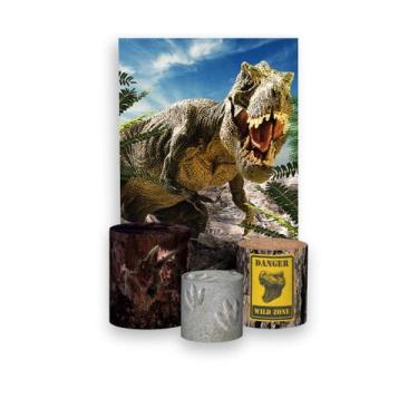 Imagem de Painel De Festa Vertical 1,50 x 2,20 + Trio De Capas Cilindro - Dinoss