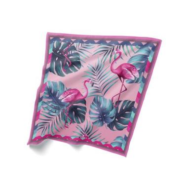 Imagem de Canga Saída De Praia Estampa Flamingo Rosa 125x125cm Bali - PRESENTE-B