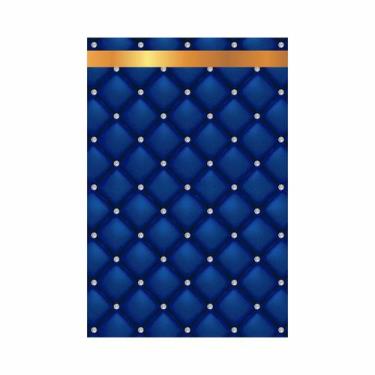Imagem de Painel Festa Vertical em Tecido Casadinho Capitone Azul e Dourado Real