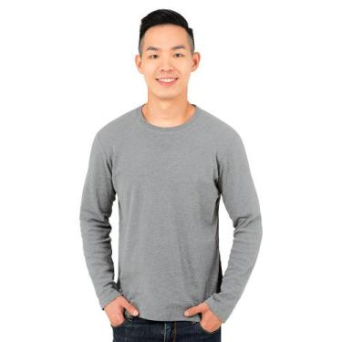 Imagem de Kit com 2 Camisetas Manga Comprida Basic - Polo Match, G, Branco, Cinz