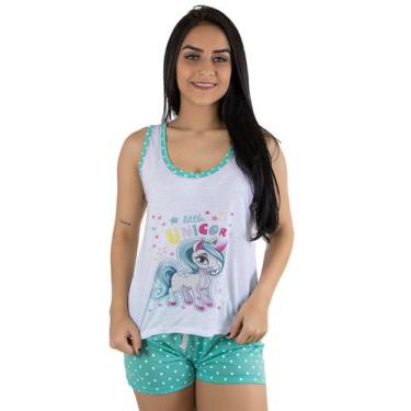 Imagem de Short Doll Pijama Curto Baby Doll Verão Unicórnio - DILUXO, G, Verde
