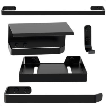 Imagem de Kit Acessórios Para Banheiro Preto Fosco 5 Peças MAX - CONTEL STORE