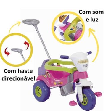 Imagem de Triciclo Infantil Magic Toys Motoca Tico Tico Bichos Com Som, Rosa