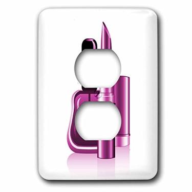 Imagem de 3dRose lsp_159025_6 Uma ilustração de esmalte roxo e um batom 2 tampas de tomada