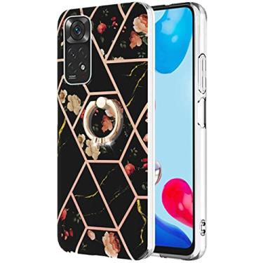 Imagem de Monwutong Capa de telefone para Xiaomi Redmi Note 11 Pro 5G/4G, IMD capa com padrão de flor de mármore para meninas com anel giratório de metal com suporte para Xiaomi Redmi Note 10 Pro 5G/4G, YBHD