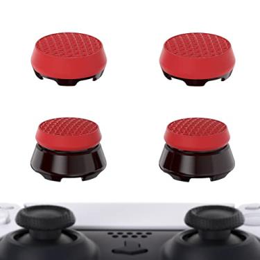 Imagem de PlayVital Thumbs Pro Armor Thumbstick Extender for ps5 Controller, Joystick Caps Grip for ps5 Controller - 2 High Raise and 2 Mid Raise Dome - Scarlet Red & Black