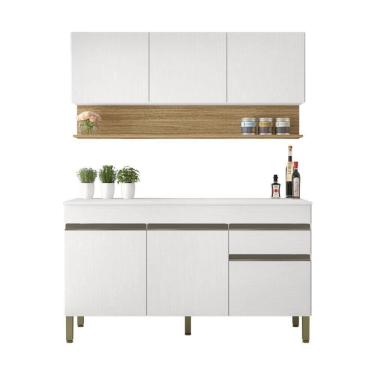 Imagem de Kit Balcão De Pia Com Tampo E Aereo 150 Cm 6 Portas 1 Gaveta Line Supremo supremo cp freijó