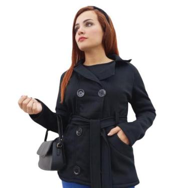 Imagem de Sobretudo Casaco Feminino com Botões - Gringas Model, Preto, G