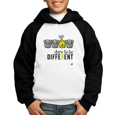 Imagem de Moletom Infantil Dare to be different - Foca na Moda, Branco, Preto, 1