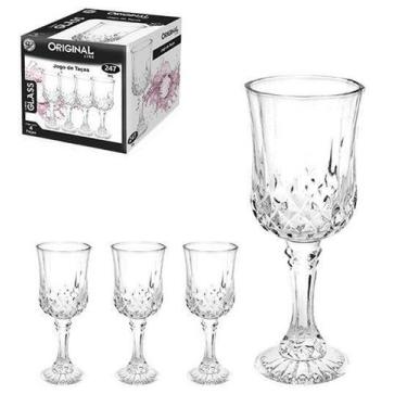 Imagem de jogo de taça de vidro glass com 4 pecas 222ml na caixa - ORIGINAL LINE