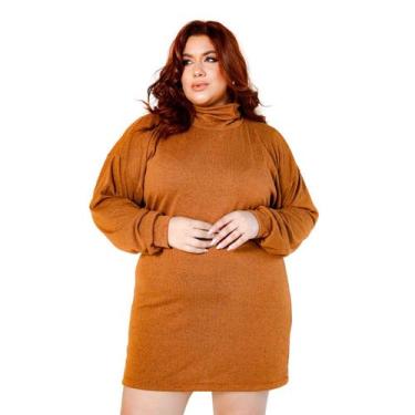 Imagem de Vestido Feminino Moda Inverno Curto Plus Size Poncho Gola Alta - Donna