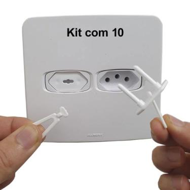 Imagem de Protetor Tomada Kit C/10 + 2 Chave Segurança Bebê Contra Choque - Maga