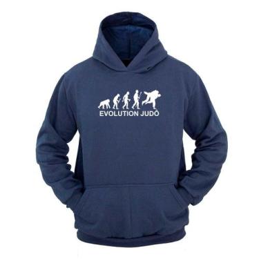 Imagem de Moletom Masculino Canguru Ragor Estampa Evolution Judô, GG, Azul marin