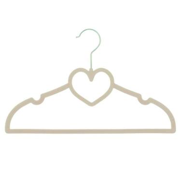 Imagem de Kit 30 Cabides de Coração Veludo Infantil - Magala, Creme