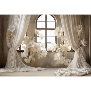 Imagem de DORCEV 2,4 x 1,8 m, decoração de festa de casamento, pano de fundo para recepção de casamento, cenário fotográfico, branco, flores florais, moldura francesa, fundos para fotos, chás de bebê, retratos