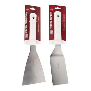 Imagem de Kit 2 Espátulas Curva E Reta P/ Lanche, Chapa, Churrasco - Clink