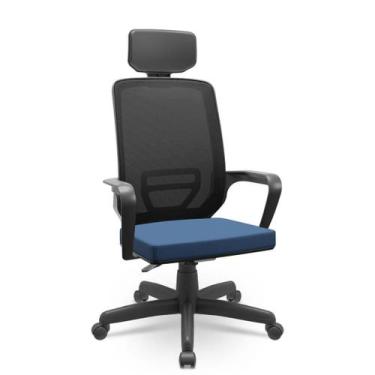 Imagem de Cadeira Adrix Presidente Poliéster Giratória c/ Braços Fixos e Apoio d