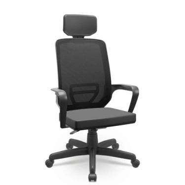 Imagem de Cadeira Adrix Presidente Vinil Giratória c/ Braços Fixos e Apoio de Ca