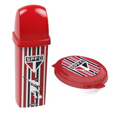 Imagem de Kit Porta Escova Multiuso e Saboneteira São Paulo Oficial - PLASUTIL, 