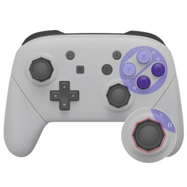 Imagem de eXtremeRate – Capa para placa traseira estilo SNES clássico, design de varas octogonais de portões de portão de substituição DIY para controle Nintendo Switch Pro - controle não incluído