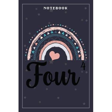 Imagem de Notebook Journal Four Year Birthday Rainbow Party Boho Family 4 Year Old: Meeting, Goals, Work List, Financial,6x9 in, Happy, Goal, Life, Gym, Personal Budget