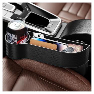 Imagem de 2 peças de organizador de enchimento de lacunas de assento de carro com suporte de copo de carro, caixa de armazenamento de lacuna de assento para guardar celular, moedas/carteira de motorista, caixa