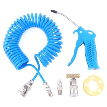 Imagem de ChgImposs Kits de pistola de sopro de ar com mangueira de ar de recuo de poliuretano de 20 pés de comprimento, acoplador rápido, divisores e pistola de sopro adequados para compressor e soprador de