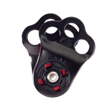 Imagem de Dynwave Polia de escalada Polia de rolamento Polia de três furos Polia de transporte profissional Polia de engate para rapel Equipamentos esportivos ao ar, Preto