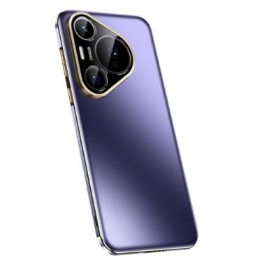 Imagem de HAO RIYLN Capa ultrafina para Huawei Pura 70 Ultra/70 Pro+/70 pro/70, borda galvanizada à prova de choque com proteção de câmera, capa executiva, roxa, 70 Pro